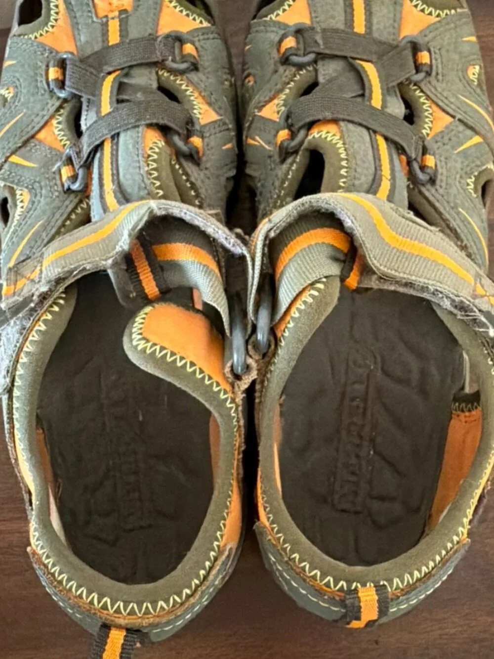 Merrell Boys Unisex Sandals Adventure Shoe Size 4W Green Orange Hydro Hiker